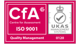 CfA Cert Logo White UKAS ISO 9001 115x64