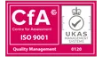 CfA Cert Logo White UKAS ISO 9001 115x64